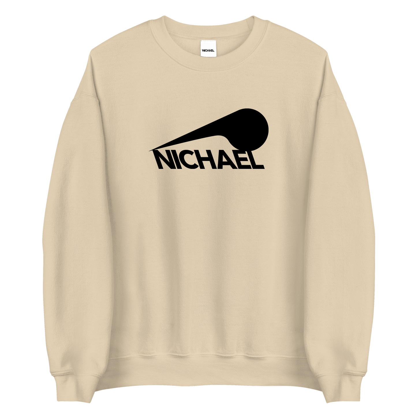 The front of our tan Full Sploosh crew neck sporting a full sploosh logo in black. This sweatshirt features soft, heavyweight material for a more relaxed fit.