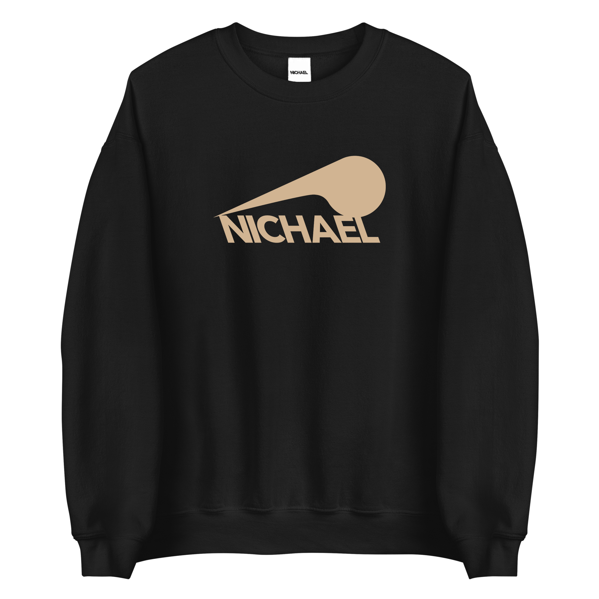 The front of our black Full Sploosh crew neck sporting a full sploosh logo in tan. This sweatshirt features soft, heavyweight material for a more relaxed fit.